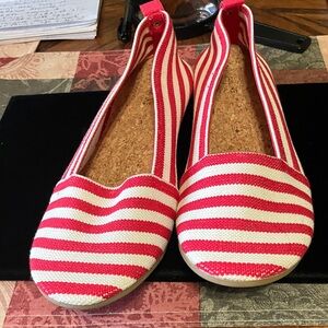 American Eagle Outfitters Red and White Striped Flats